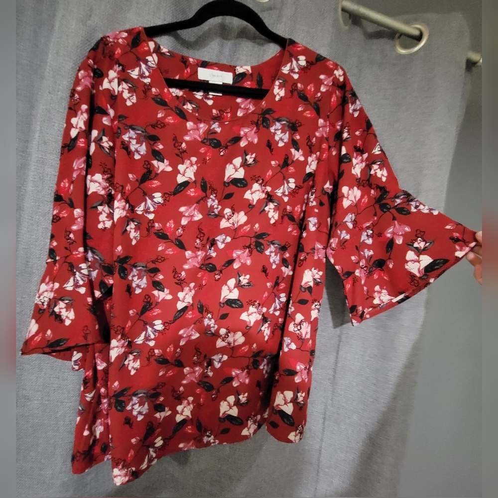 Old Navy Red Floral Top 1X
